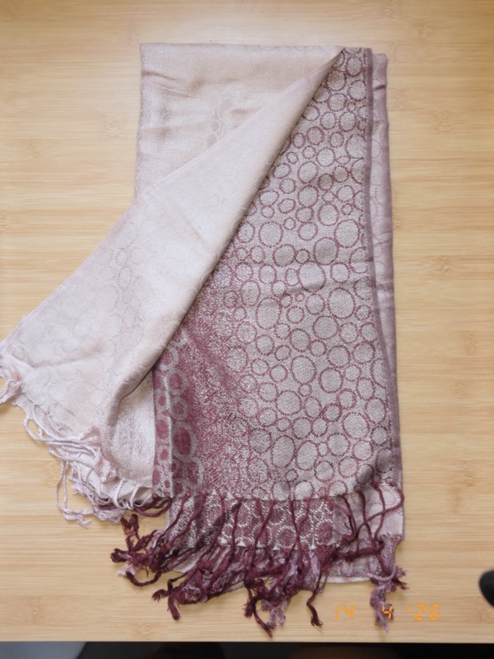 Women's Reversible Scarf Shawl in Blush and Mauve